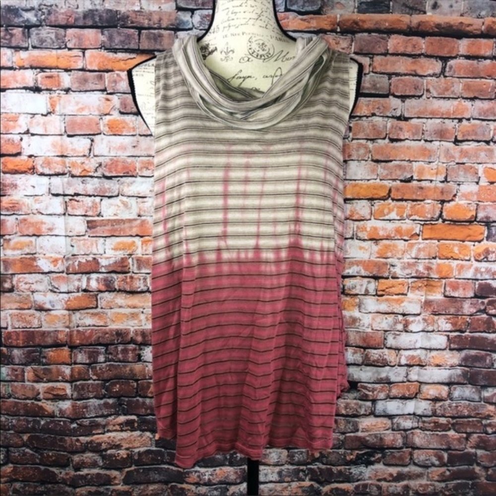 Mystree cowl neck tie dye ombre sleeveless top Med